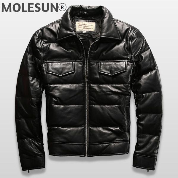 

men's leather & faux akoosun genuine sheepskin jacket men clothing 2021 winter duck down jackets mens thick clothes hommes veste lxr902, Black