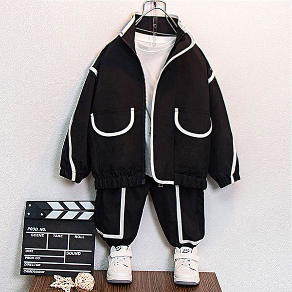 

kids clothing sets boys suits children clothe spring autumn casual sports coat jacket pants trousers outfits 2pcs b8278, White