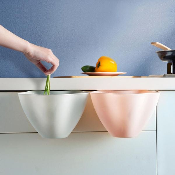 

storage baskets for kitchen convenience door hanging trash bin plain home plastic lidless box garbage basket sundries supplies