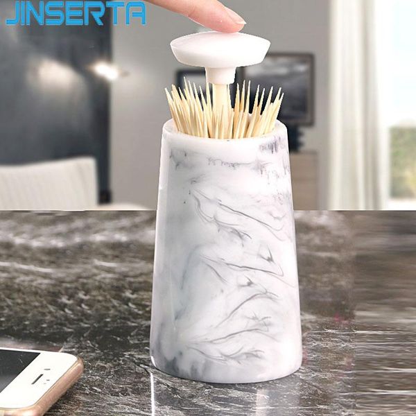 

kitchen storage & organization jinserta marbled toothpick box resin luxury automatic push holder creative living room decorative organizer
