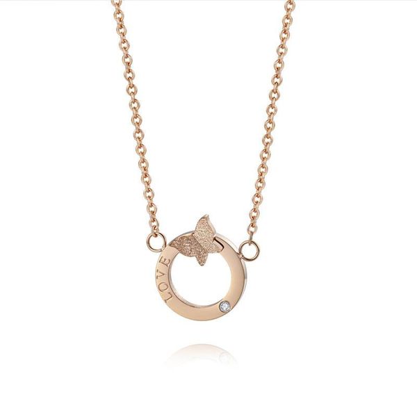 

pendant necklaces 2021 trend female length 500mm fashion titanium steel necklace for women rose gold butterfly jewelry n701, Silver