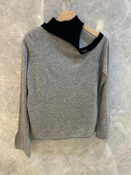 

women's sweaters fashion 2021fw autumn women patchwork off shoulder bottoming sweater jumpers for female 2 color tutu 10.23, White;black