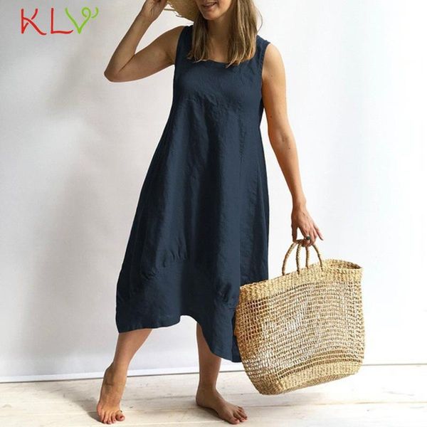 

casual dresses dress women elegant cotton linen loose pocket summer calf party night 2021 plus size vestidos robe femme 19my, Black;gray