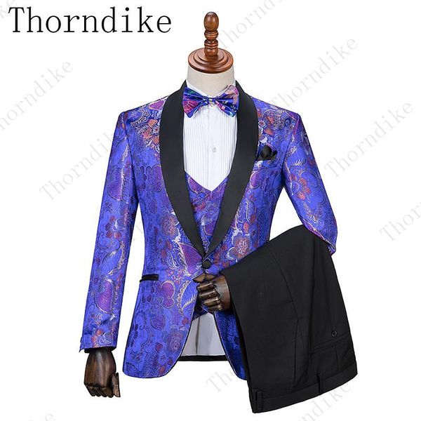 

men's suits & blazers thorndike handsome blue purple men wedding slim fit bridegroom custom made (jacket+pants+vest) casual wear, White;black