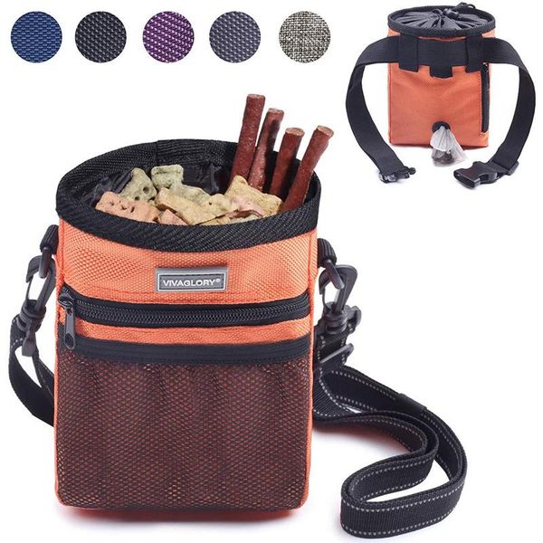

dog car seat covers portable outdoor pet treat pouch orange training bags food container puppy snack reward waist bag