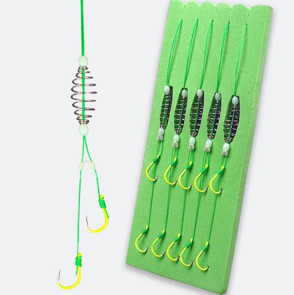 

fishing hooks 5 pairs/lot carbon steel double barbed hook with pe line carp anzol accessory anti-winding b349
