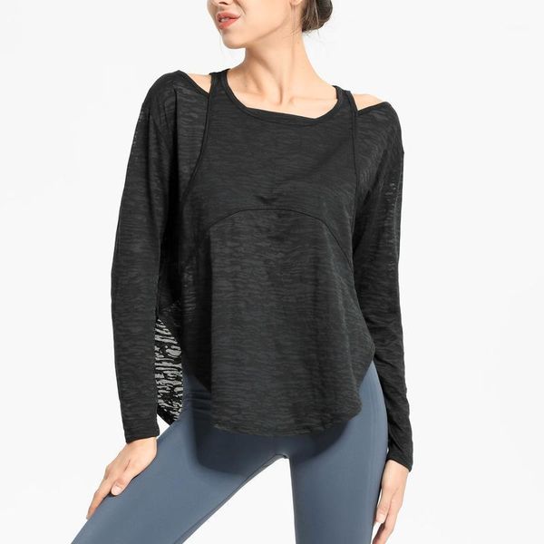 

yoga outfit women oversize shirt long sleeve workout running loose breathable quick drying fitness gym female sportswear