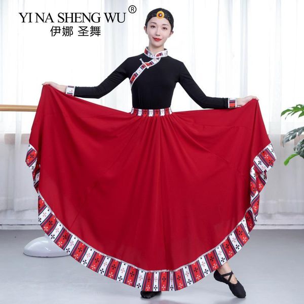

stage wear mongolian costumes women's inner mongolia dance gown minority dress female big skirt, Black;red