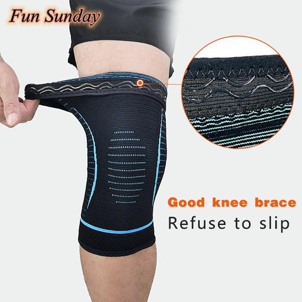 

knee pad breathable warmth training elastic knitted knee brace support compression sleeves for running pain relief recove, Black;gray
