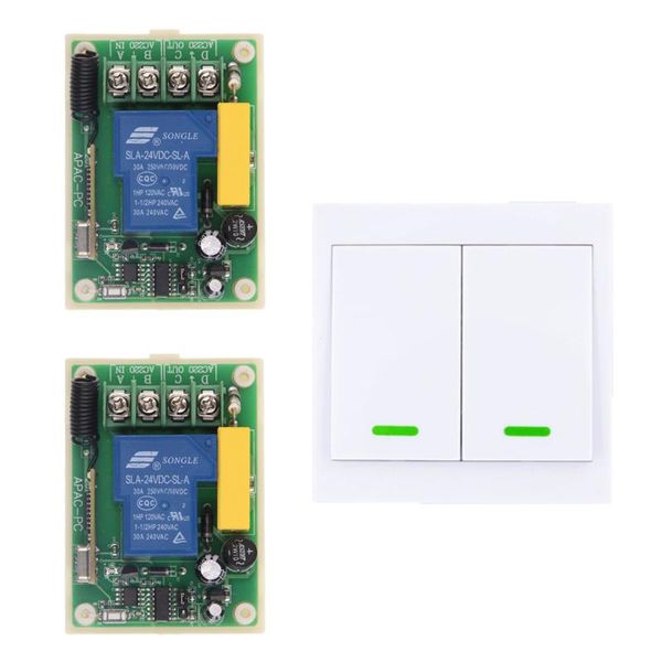

smart home control ac 220v 30a relay 1 ch 1ch rf wireless remote led light strips switch system+ 2ch wall panel transmitter