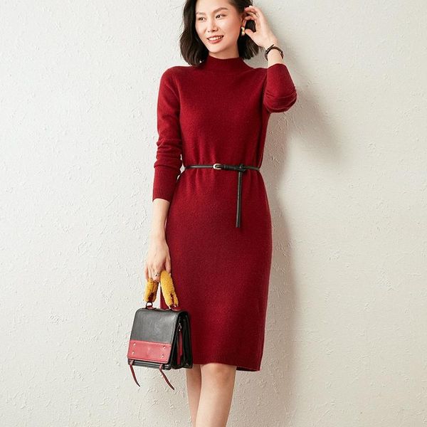 

women's sweaters 100% pure cashmere high-end women casual long sweater dress female spring autumn soft knitted girl clothes 5colors, White;black
