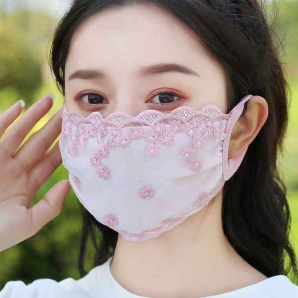 

double layer lace sunscreen mask women's thin veil in spring and summer
