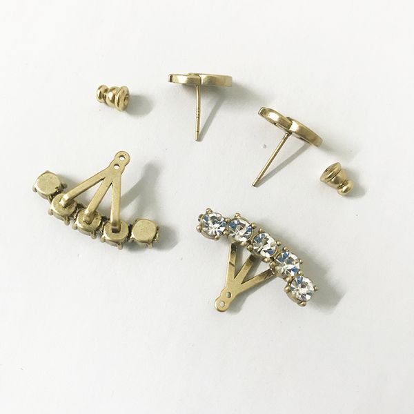 

fashion designer stud letter earrings 925 silver for women party wedding lovers gift with box, Golden;silver