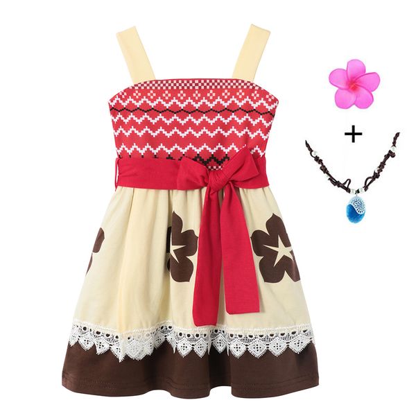

yofeel princess dress moana for girl kids summer cotton clothes child sundress halloween party birthday cartoon cosplay costmes, Red;yellow
