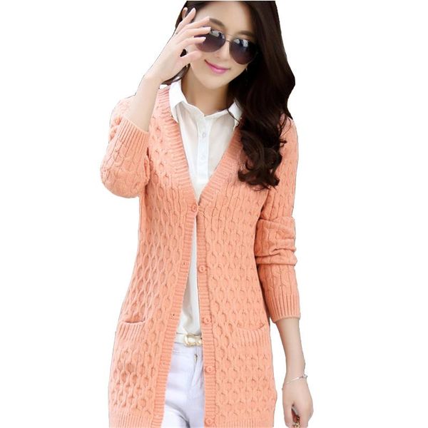 

women's sweaters nice women long cardigans spring winter full sleeve solid v-neck candy color slim brief all match pull female korea fa, White;black