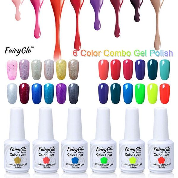 

nail art kits fairyglo 6pcs gelpolish uv led lamp polish soak off semi permanent gel varnish set white bottle