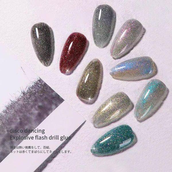 

nail gel star tree reflective glitter polish 15ml sparkling auroras laser semi permanent art varnish base coat, Red;pink