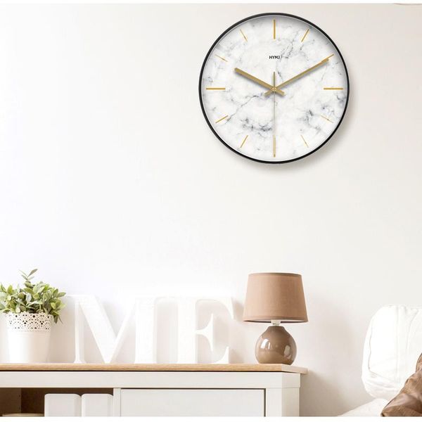

creative fashion big wall clock simple modern nordic quartz wall clock silent metal round wandklok living room decoration dj60wc
