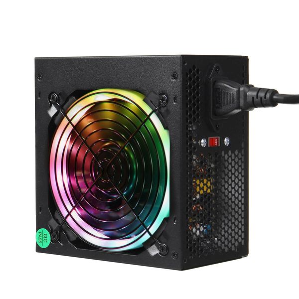 800 Вт ПК питание питания RGB LED 12см бесшумный охлаждающий вентилятор ATX 12V 24Pin Настольный компьютер PCI SATA для AMD Intel