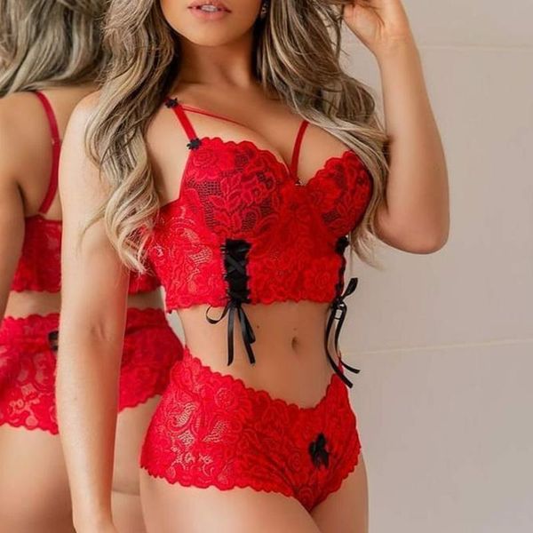

lingerie women erotic intimates bra sets panty g-string set transparent lingerie lady lace bra & bandage brief sets d30, Red;black