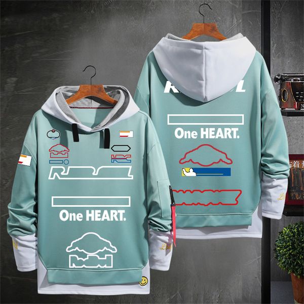 

f1 hoodie mens casual sweatshirts motorcade racing suit 2022 women fake two pieces hoodies autumn streetwear multi color hooded jacket casua