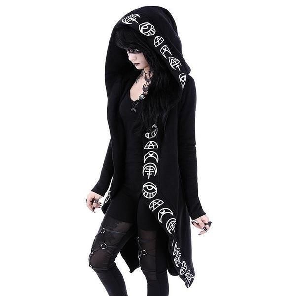 

2021 autumn female hooded sweatshirt zipper up slit back long sleeve loose print women fleece hoodies coats plus size women, Black