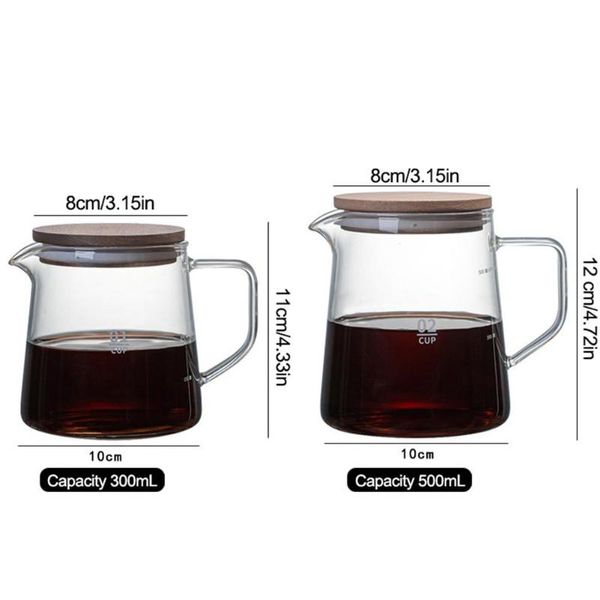 

coffee pots 300/500ml clear heat resistant glass teapot jug with lid tea leaf pot flower milk juice container