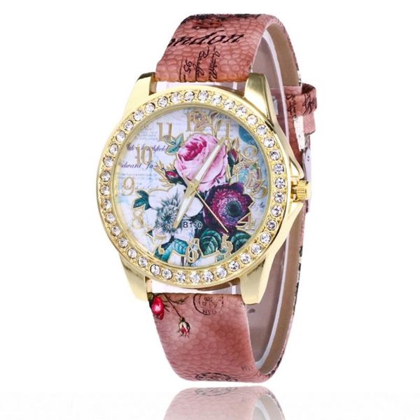 

wristwatches women bracelet simple ladies leather casual flower dress quartz watches drop, Slivery;brown