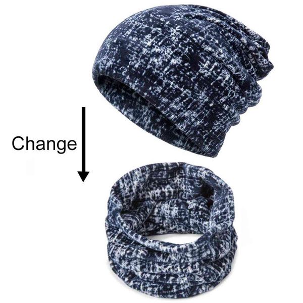 

evrfelan two ways to wear women men winter hat soft warm beanies hats hip hop style bonnet ring scarf y21111, Blue;gray