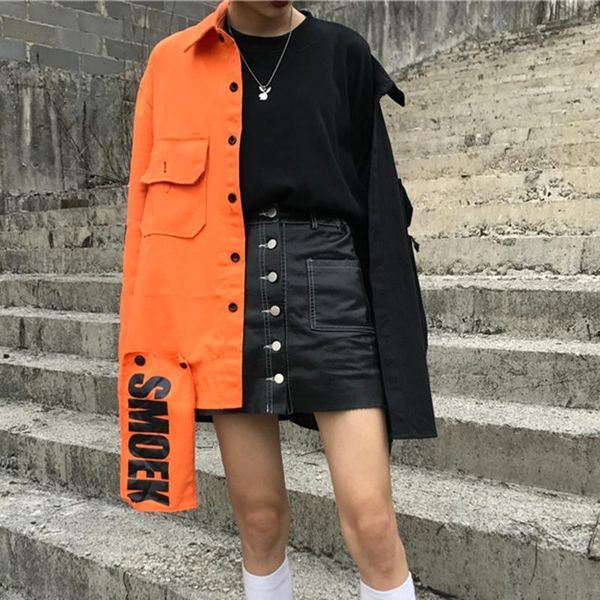 

women's jackets 2021 spring women jacket loose harajuku plus size streetwear coat lady patchwork letter bf style outwear mujer chaquet, Black;brown