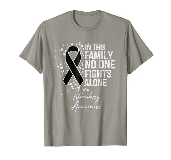 

in this family no one fight alone shirt narcolepsy awareness, White;black