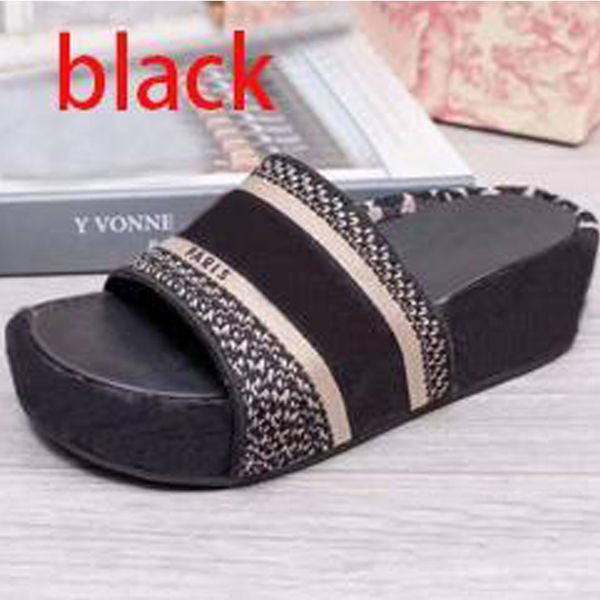 

woman platform slippers fashion beach thick bottom woman shoes cartoon slippers alphabet lady sandals platform high heel slippers size 35-42, Black