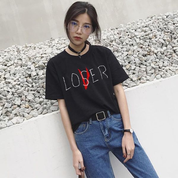 

loser letter printed clothing summer women t-shirts lover plus size tee shirts harajuku hippop female t shirts black 2021, White