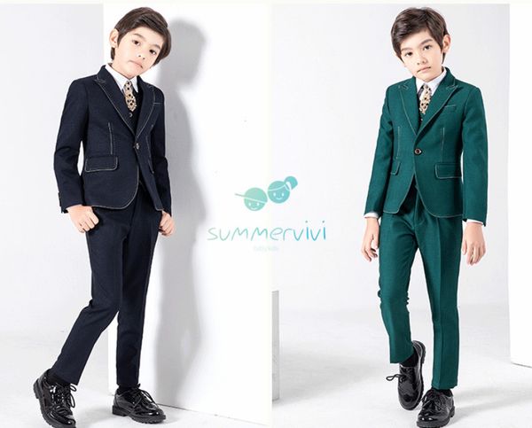 

england style boys party sets kids tie blazers waistcoat shirts pants 6pcs 2021 boy wedding clothes child performance clothing a5921, White