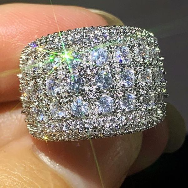 

cluster rings super stunning luxury jewelry 925 silver fill pave 5a cubic zirconia promise wedding finger ring for women gift, Golden;silver