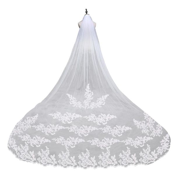 

bridal veils embroidery lace edge wedding veil mantilla with comb (white), Black