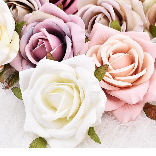 30pcs White Rose Artificial Silk Flower Heads Decorative Scrapbooking para decoração de aniversário de casamento em casa Fake Rose Jllfia