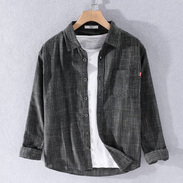 

2021 new vero e outono de manga longa 100% algodo cinza masculina moda casual camisas para confortvel camisa dos homens chemise 2h8w, White