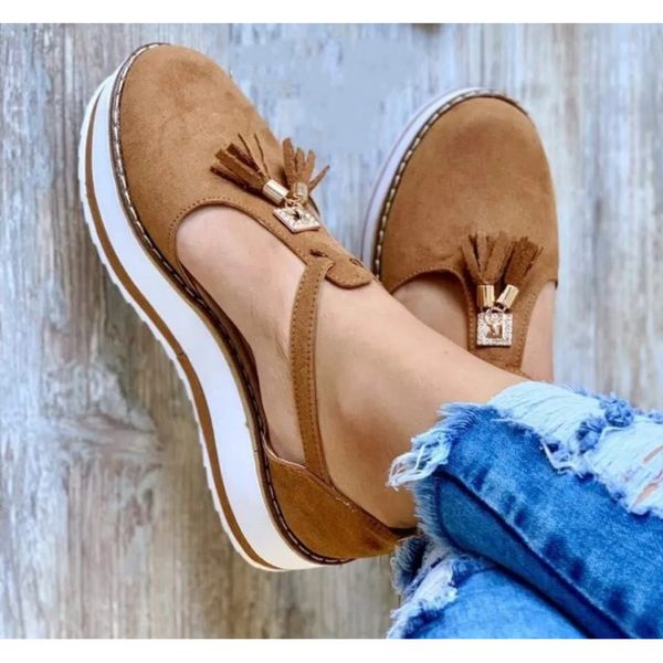 

women summer sandals fashion buckle strap solid fringe cover heel flat platform heel casual ladies plus size sandals k731, Black