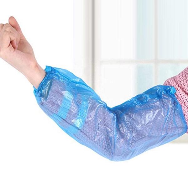 

100 pcs non-toxic waterproof arm durable salon household plastic l sleeves cover elastic waterproof cleaning disposable