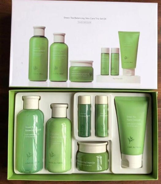 Marca Designer Coreia Verde Balanceamento Skincare 6in1 Set Toner Hidratante Lotion Day Creme Cleaning Espuma