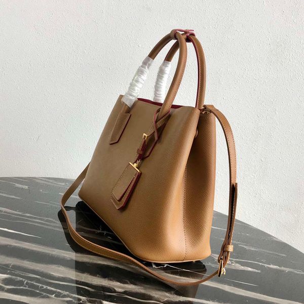 

luxury womens fashion cross body bags pra brown saffiano genuine leather shoulder bag handbags purse sacs à main luxe de concept