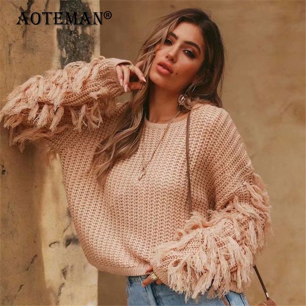 

women sweaters jumper pullover tassel solid autumn female women's clothes spring knitted sweater ladies casual streetwear ll100 om8d, White;black