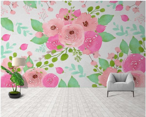 

wallpapers custom po mural 3d wallpaper modern fashion fresh hand-painted roses flower home decor living room for walls 3 d