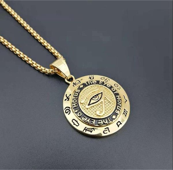 

pendant necklaces 2021 style stainless steel men hip hop eye of horus fashion vintage necklace mens hiphop jewelry gifts, Silver