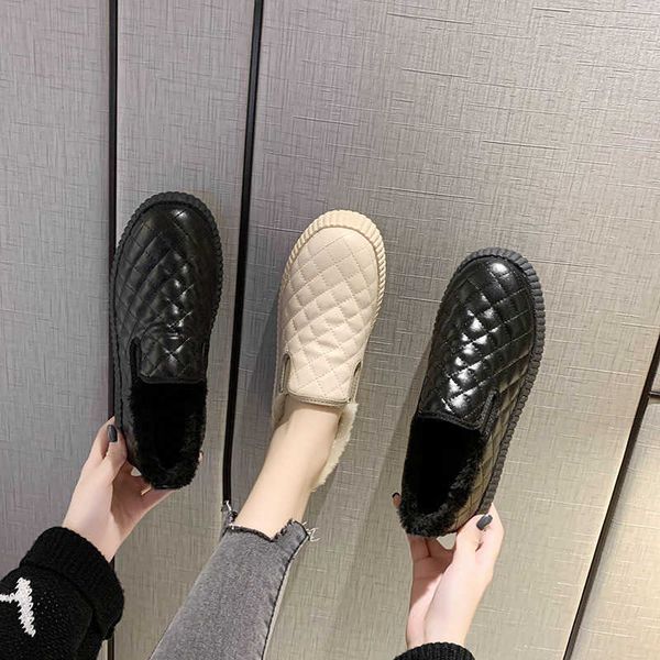 

women's pu leather snow winter warm shoes female vulcanized light faux fur shoe soft fashion casual botas de invierno mujer 2021 y0907, Black