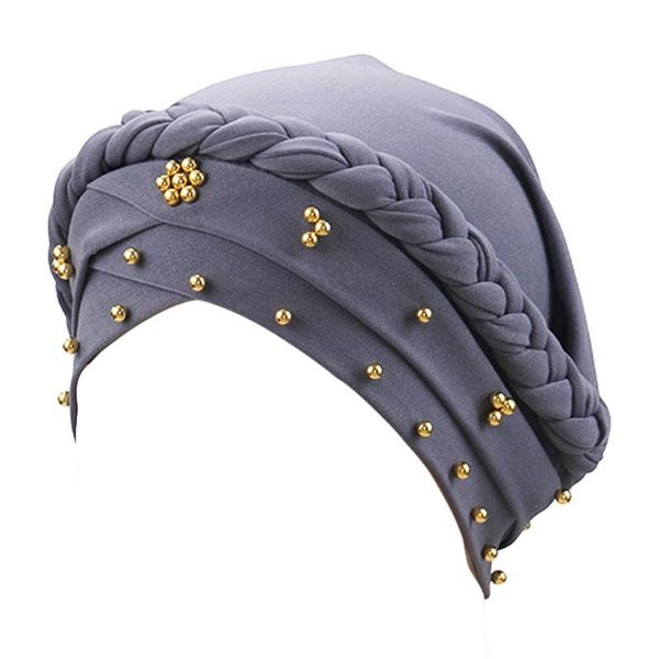 

beanie/skull caps zonnehoed 2021 skullies summer women braid hat muslim stretch turban chemo cap head scarf wrap s szalmakalap #yj, Blue;gray