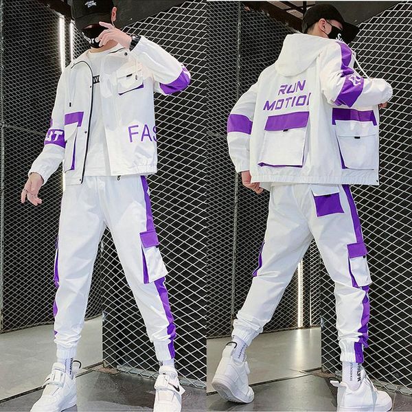 

men's tracksuits 2021 men fashion tracksuit spring autumn 2pc sweatshirt +sweatpants set patchwork slim fit sweat suits, Gray