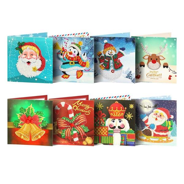 

greeting cards 8pcs 5d diy diamond mosaic card christmas birthday halloween kit embroidery gift home decorat festival