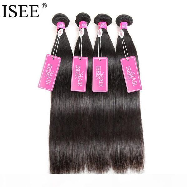 

isee hair brazilian virgin hair straight human bundles 100% unprocessed 1 piece extension 10-36 inch can buy 4 bundles, Black